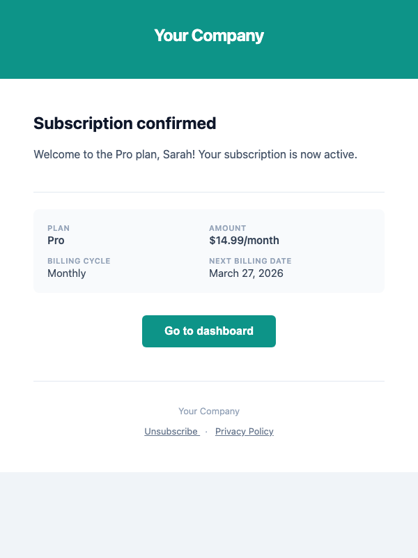 Subscription Confirmation